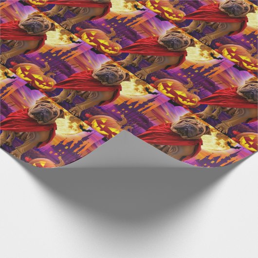 Halloween Shar Pei Vampire Pumpkins eng Cadeaupapier (Hoek)