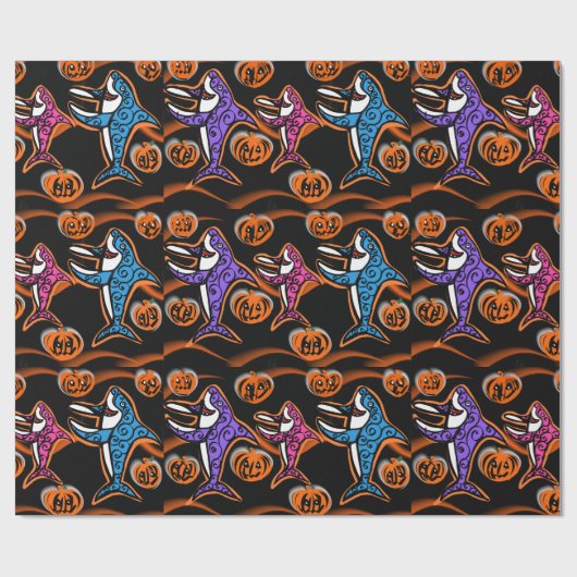HALLOWEEN SHARK CADEAUPAPIER (Vlak)