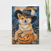 Halloween Sheba Inu Dog Feestdagen Kaart (Voorkant)