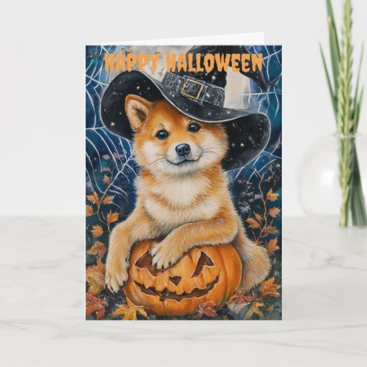 Halloween Sheba Inu Dog Feestdagen Kaart (Voorkant)