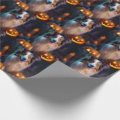Halloween Shetland Sheepdog met pompoenen eng Cadeaupapier (Hoek)
