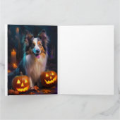 Halloween Shetland Sheepdog met pompoenen eng Kaart (Binnen)