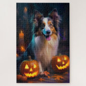Halloween Shetland Sheepdog met pompoenen eng Legpuzzel (Verticaal)