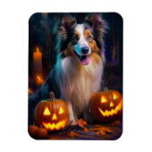 Halloween Shetland Sheepdog met pompoenen eng Magneet (Verticaal)
