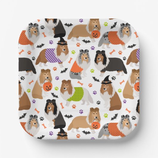 Halloween Shetland Sheepdog Sheltie Papieren Bordje (Voorkant)