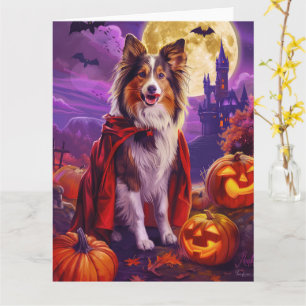 Halloween Shetland Sheepdog Vampire Pumpkins eng Kaart