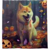 Halloween Shiba Inu met pompoenen eng Douchegordijn (Voorkant)