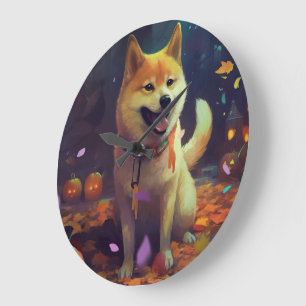 Halloween Shiba Inu met pompoenen eng Grote Klok