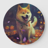Halloween Shiba Inu met pompoenen eng Grote Klok (Voorkant)