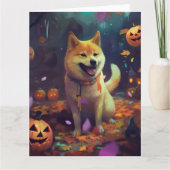 Halloween Shiba Inu met pompoenen eng Kaart (Voorkant)