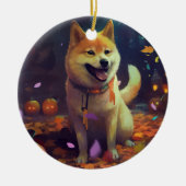 Halloween Shiba Inu met pompoenen eng Keramisch Ornament (Voorkant)
