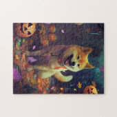 Halloween Shiba Inu met pompoenen eng Legpuzzel (Horizontaal)