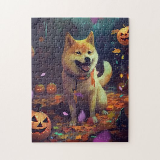 Halloween Shiba Inu met pompoenen eng Legpuzzel (Verticaal)
