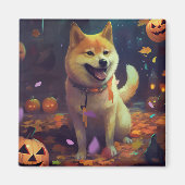 Halloween Shiba Inu met pompoenen eng Magneet (Voorkant)