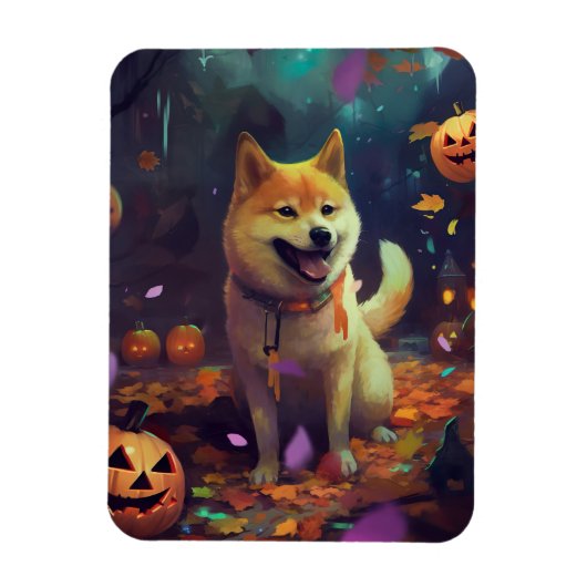 Halloween Shiba Inu met pompoenen eng Magneet (Verticaal)