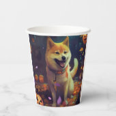 Halloween Shiba Inu met pompoenen eng Papieren Bekers (Achterkant)