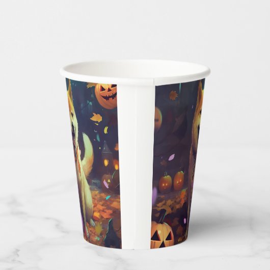 Halloween Shiba Inu met pompoenen eng Papieren Bekers (Rechts)