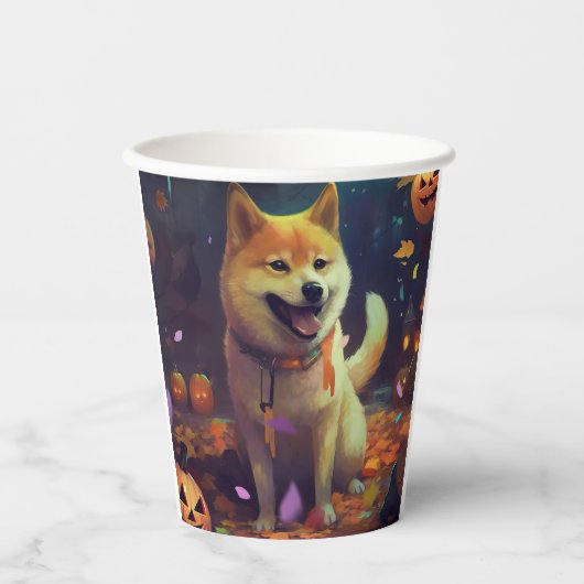 Halloween Shiba Inu met pompoenen eng Papieren Bekers (Voorkant)