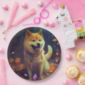 Halloween Shiba Inu met pompoenen eng Papieren Bordje (Feest)