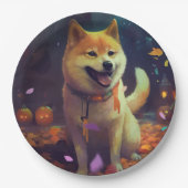 Halloween Shiba Inu met pompoenen eng Papieren Bordje (Voorkant)