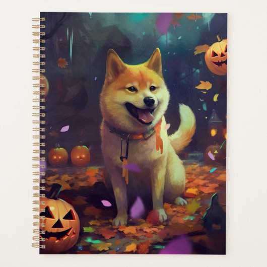 Halloween Shiba Inu met pompoenen eng Planner (Voorkant)
