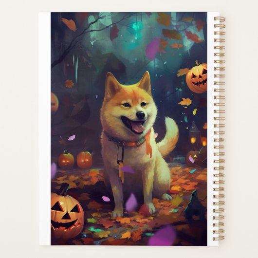 Halloween Shiba Inu met pompoenen eng Planner (Achterkant)