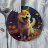 Halloween Shiba Inu met pompoenen eng Ronde Button 6,0 Cm (In situ)