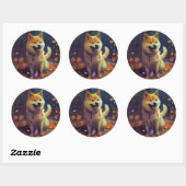 Halloween Shiba Inu met pompoenen eng Ronde Sticker (Vel)