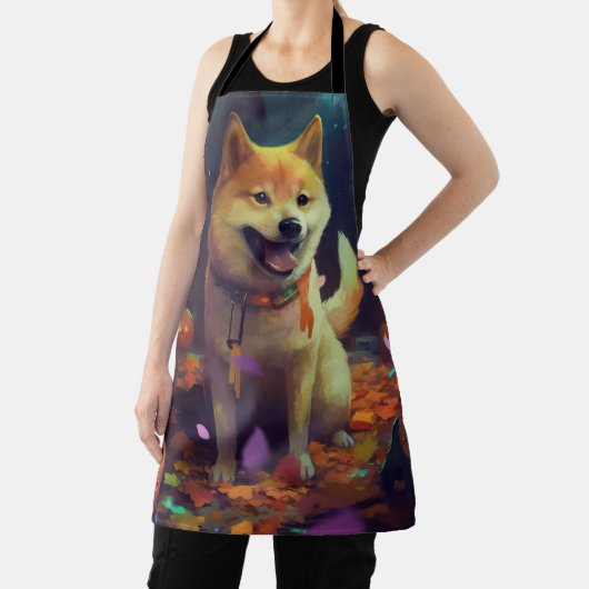 Halloween Shiba Inu met pompoenen eng Schort (Insitu)