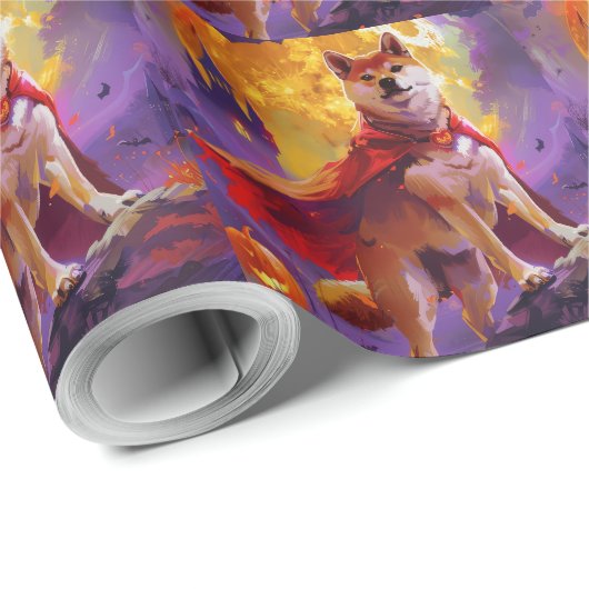 Halloween Shiba Inu Vampire Pumpkins eng Cadeaupapier (Rol Hoek)