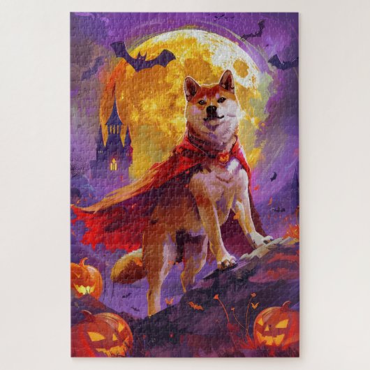 Halloween Shiba Inu Vampire Pumpkins eng Legpuzzel (Verticaal)