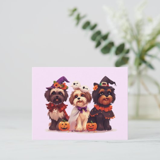 Halloween Shih Tzu Dogs Briefkaart (Staand voorkant)