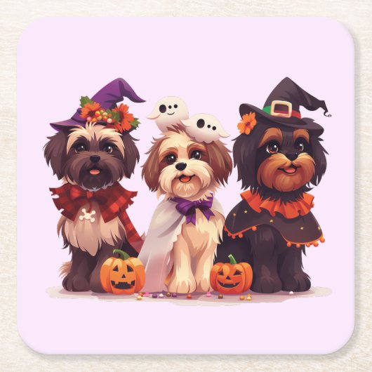 Halloween Shih Tzu Dogs Kartonnen Onderzetters (Voorkant)