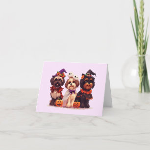 Halloween Shih Tzu Honden Feestdagen Kaart