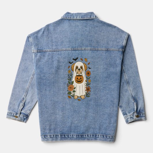 Halloween Shih Tzu met Herfst bloemen Denim Jacket (Achterkant)