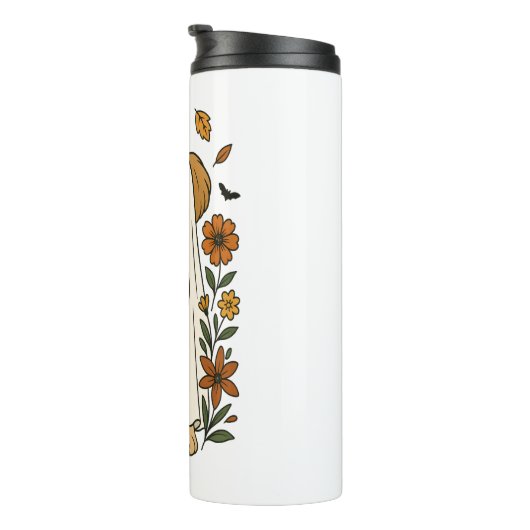 Halloween Shih Tzu met Herfst bloemen Thermosbeker (Geroteerd rechts)