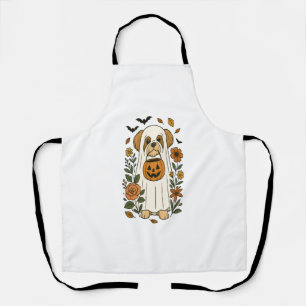 Halloween Shih Tzu met herfstbloemen Schort