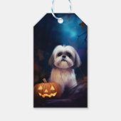 Halloween Shih Tzu met pompoenen eng Cadeaulabel (Voorkant)