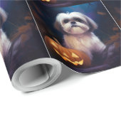 Halloween Shih Tzu met pompoenen eng Cadeaupapier (Rol Hoek)