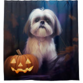 Halloween Shih Tzu met pompoenen eng Douchegordijn (Voorkant)