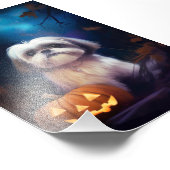 Halloween Shih Tzu met pompoenen eng Foto Afdruk (Hoek)
