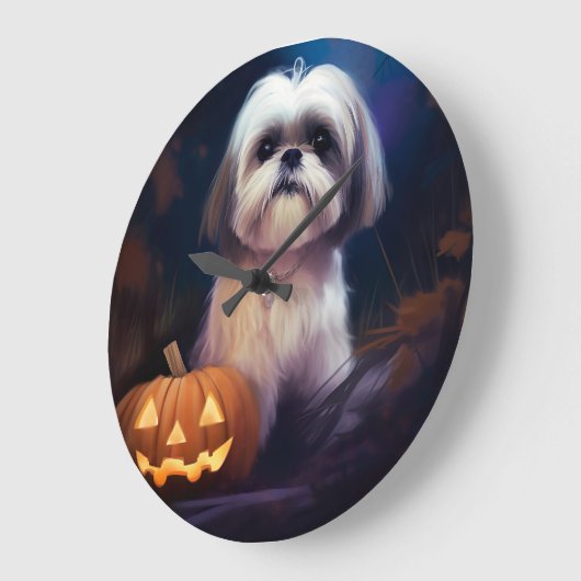 Halloween Shih Tzu met pompoenen eng Grote Klok (Hoek)