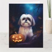 Halloween Shih Tzu met pompoenen eng Kaart (Voorkant)