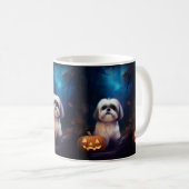 Halloween Shih Tzu met pompoenen eng Koffiemok (Voorkant rechts)