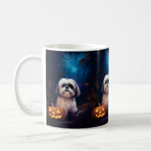 Halloween Shih Tzu met pompoenen eng Koffiemok