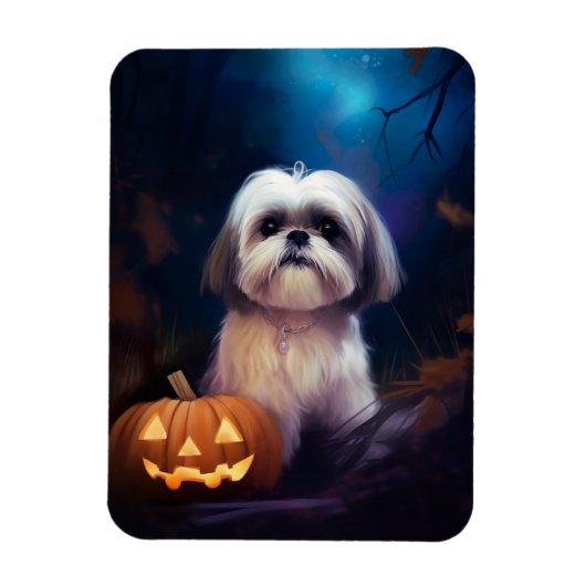 Halloween Shih Tzu met pompoenen eng Magneet (Verticaal)