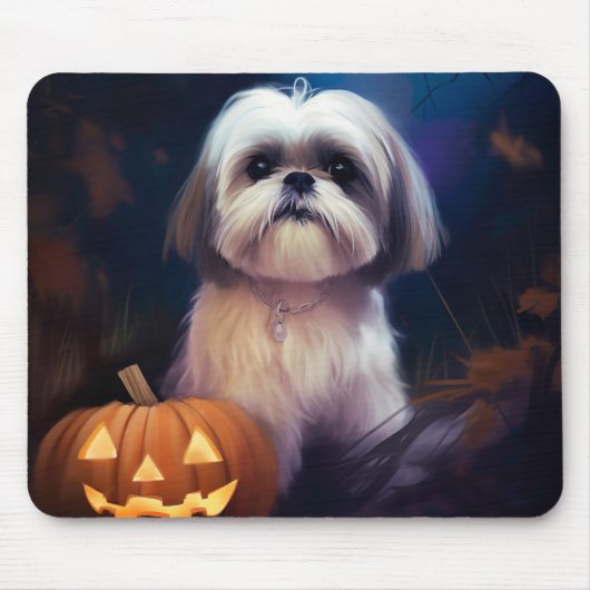 Halloween Shih Tzu met pompoenen eng Muismat (Voorkant)