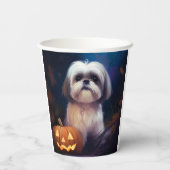 Halloween Shih Tzu met pompoenen eng Papieren Bekers (Achterkant)