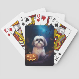 Halloween Shih Tzu met pompoenen eng Pokerkaarten