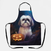 Halloween Shih Tzu met pompoenen eng Schort (Voorkant)